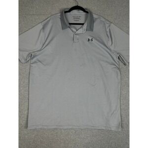Under Armour Performance Polo Shirt Mens 3XLT Tall Gray Striped Short Sleeve